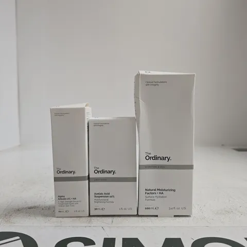 THE ORDINARY SKINCARE TRIO: ALPHA ARBUTIN 2% + HA, AZELAIC ACID SUSPENSION 10%, NATURAL MOISTURIZING FACTORS + HA