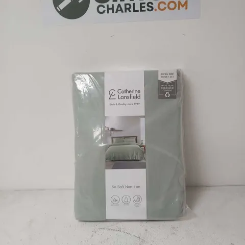 CATHERINE LANSFIELD KING SIZE DUVET SET GREEN SOFT NON IRON