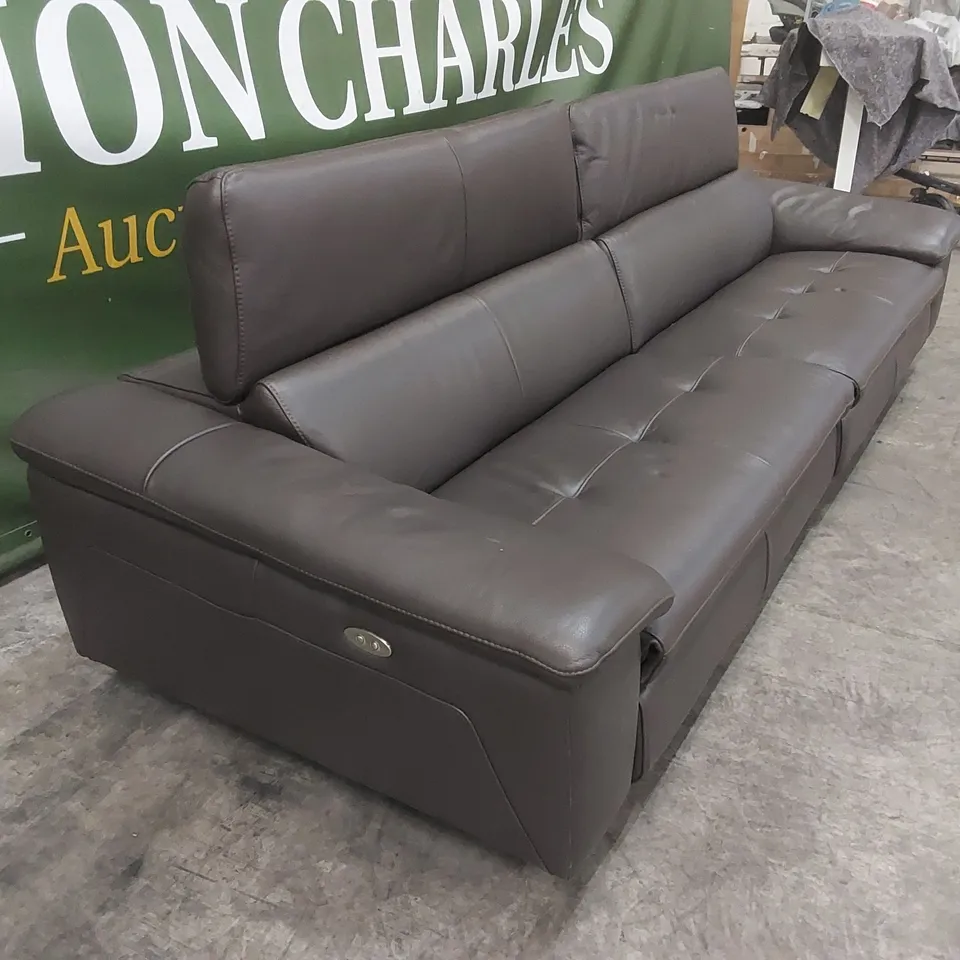 QUALITY DESIGNER ITALIAN MADE LARGE 4 SEATER ELECTRIC RECLINER LEATHER SOFA