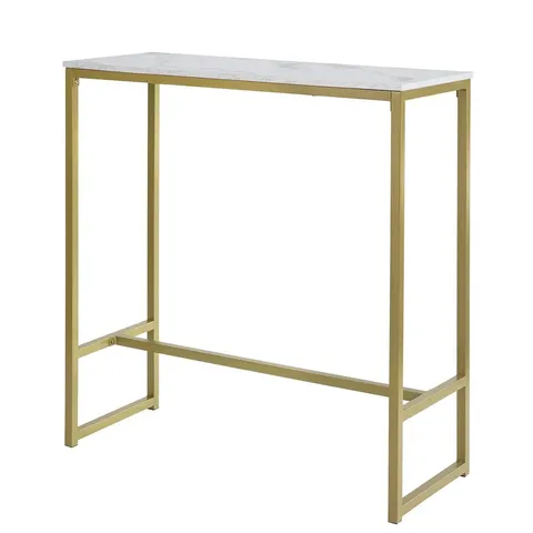 BOXED SOBUY FSB34-G, KITCHEN BREAKFAST BAR TABLE DINING TABLE COFFEE BAR WITH METAL FRAME, GOLD (1 BOX)