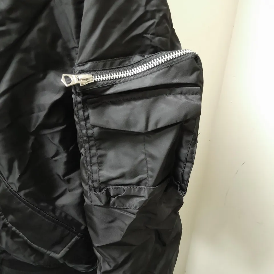 BERSHKA BLACK BOMBER JACKET - L