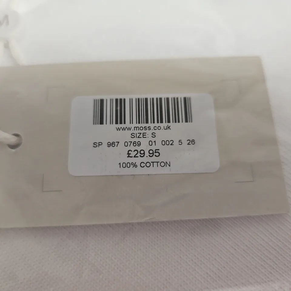 BAGGED MOSS WHITE CREW NECK T-SHIRT - S