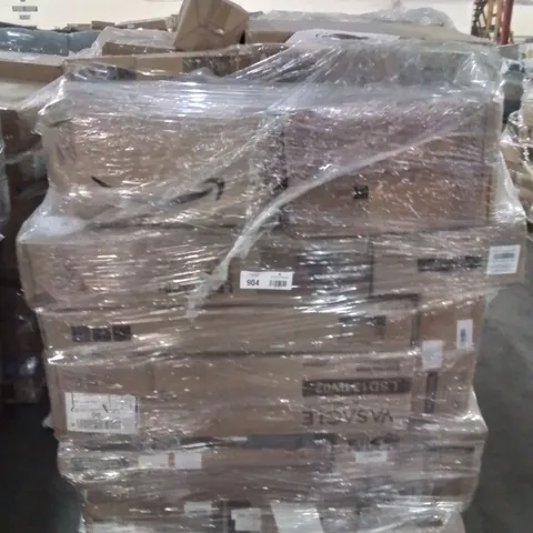 PALLET CONTAINING VARIOUS ASSORTED BOXED ITEMS TO INCLUDE: END TABLE, BOXED FURNITURE, LAUNDRY HAMPER, STANDING DESK ECT.