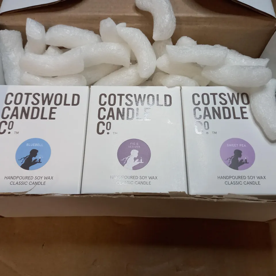 COTSWOLD CANDLE COMPANY TRIO OF HAND POURED SOY WAX CANDLES 
