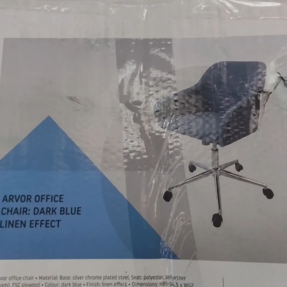 BOXED ARVOR OFFICE CHAIR: DARK BLUE LINEN EFFECT 