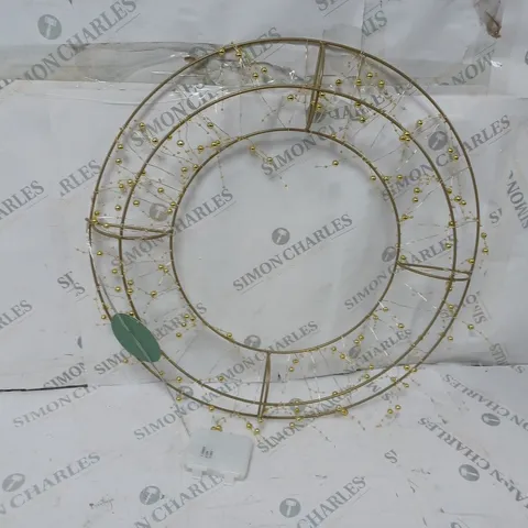 BOXED SARA DAVIES GOLD PRE-LIT BEADED WREATH