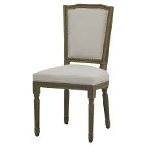 BRAND NEW BOXED RIPLEY GREY FABRIC AND STUD DETAILED DINING CHAIR