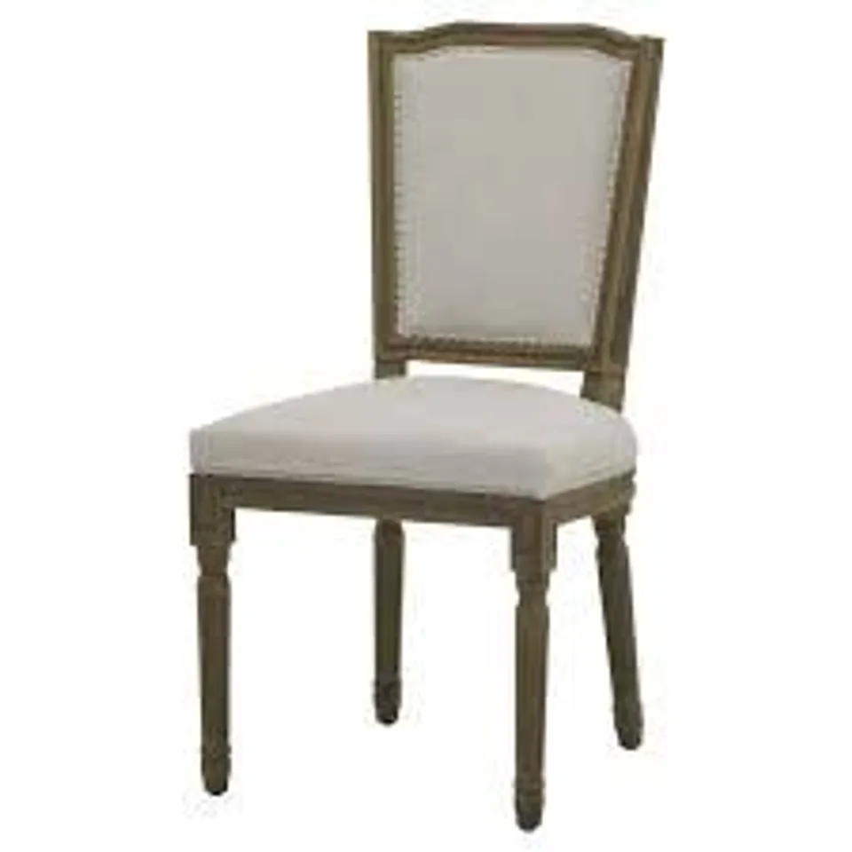 BRAND NEW BOXED RIPLEY GREY FABRIC AND STUD DETAILED DINING CHAIR