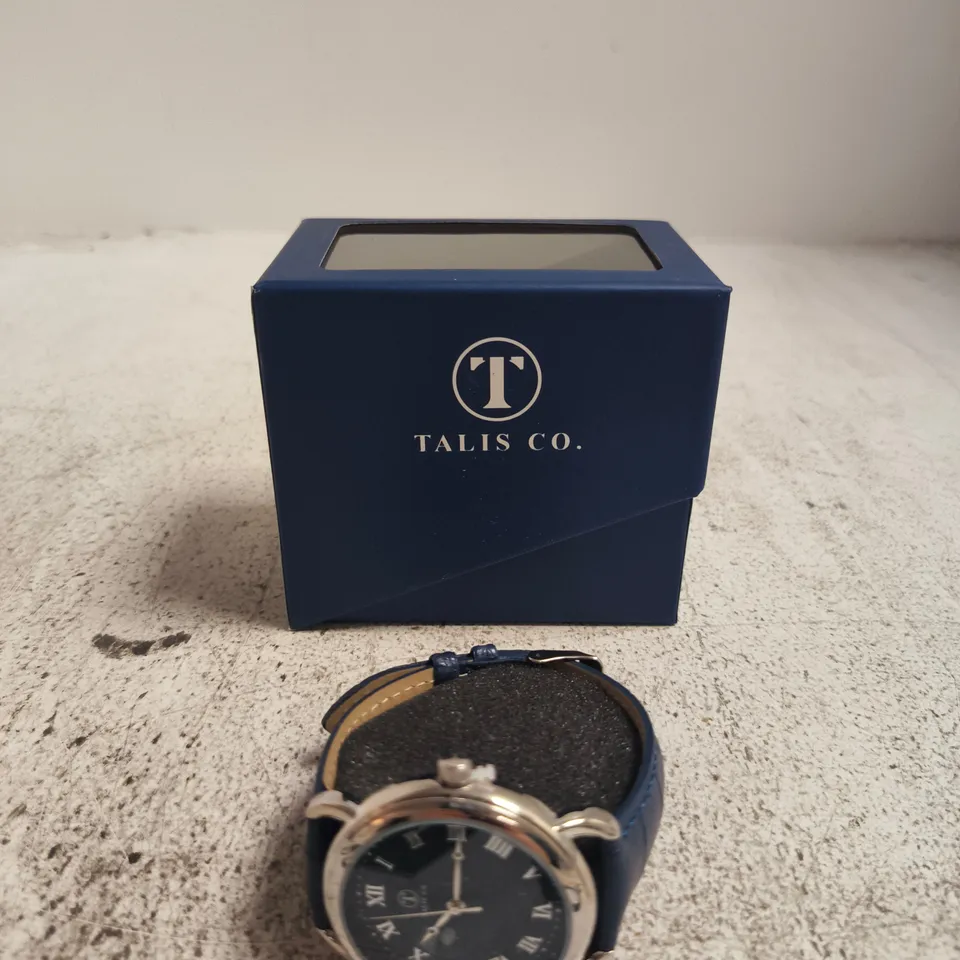 TALIS CO. WRISTWATCH – BLUE LEATHER STRAP, BOXED