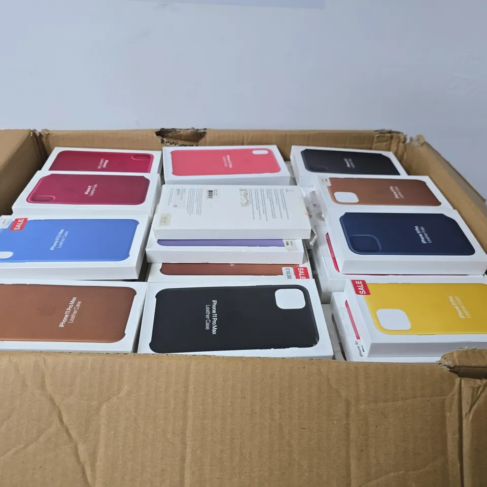 LARGE BOX OF APPROX 100 ASSORTED IPHONE CASES