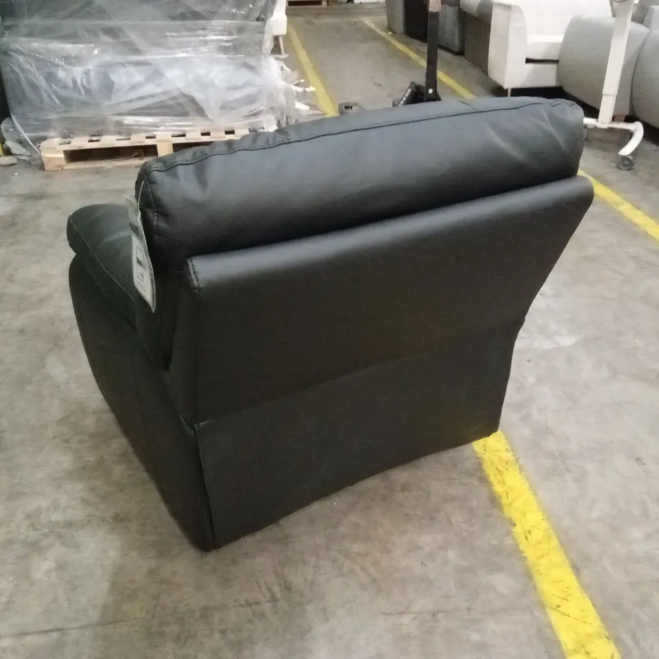 LEIGHTON LEATHER/FAUX LEATHER HIGH BACK POWER RECLINER ARMCHAIR - BLACK RRP £849
