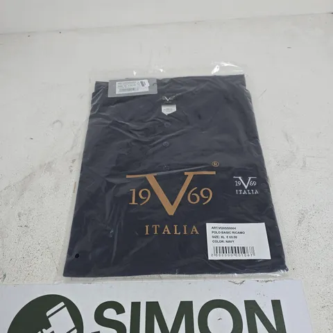 1969 V ITALIA POLO BASIC RICAMO NAVY XL TAGGED