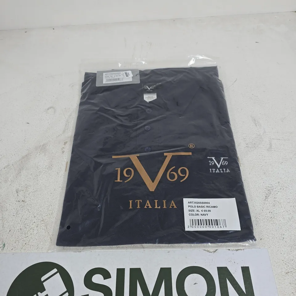 1969 V ITALIA POLO BASIC RICAMO NAVY XL TAGGED