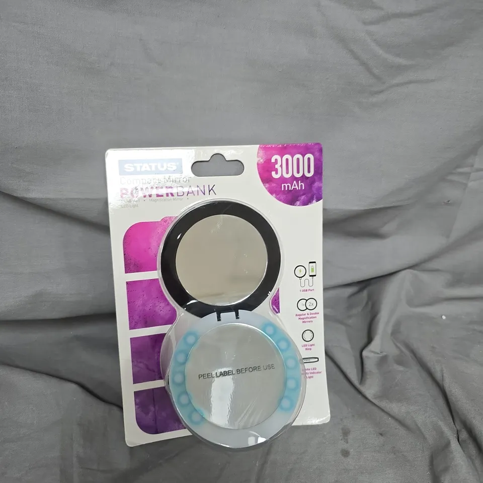 STATUS COMPACT MIRROR POWER BANK – 3000MAH (BOXED)
