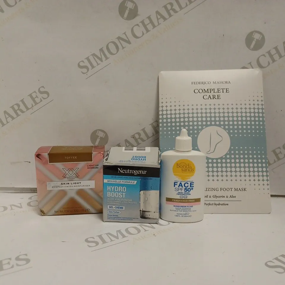 BOX OF APPROX 20 ASSORTED BEAUTY PRODUCTS TO INCLUDE NEUTROGENA HYDRO BOOST, BONDI SANDS DAILY MOISTURISER, REVOLUTION TINTED MOISTURISER - TOFFEE, ETC. 