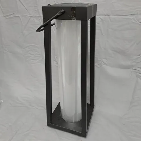 GARDEN REFLECTIONS WARM WHITE 3D EFFECT LED SOLAR LANTERN, BLACK METAL FRAME