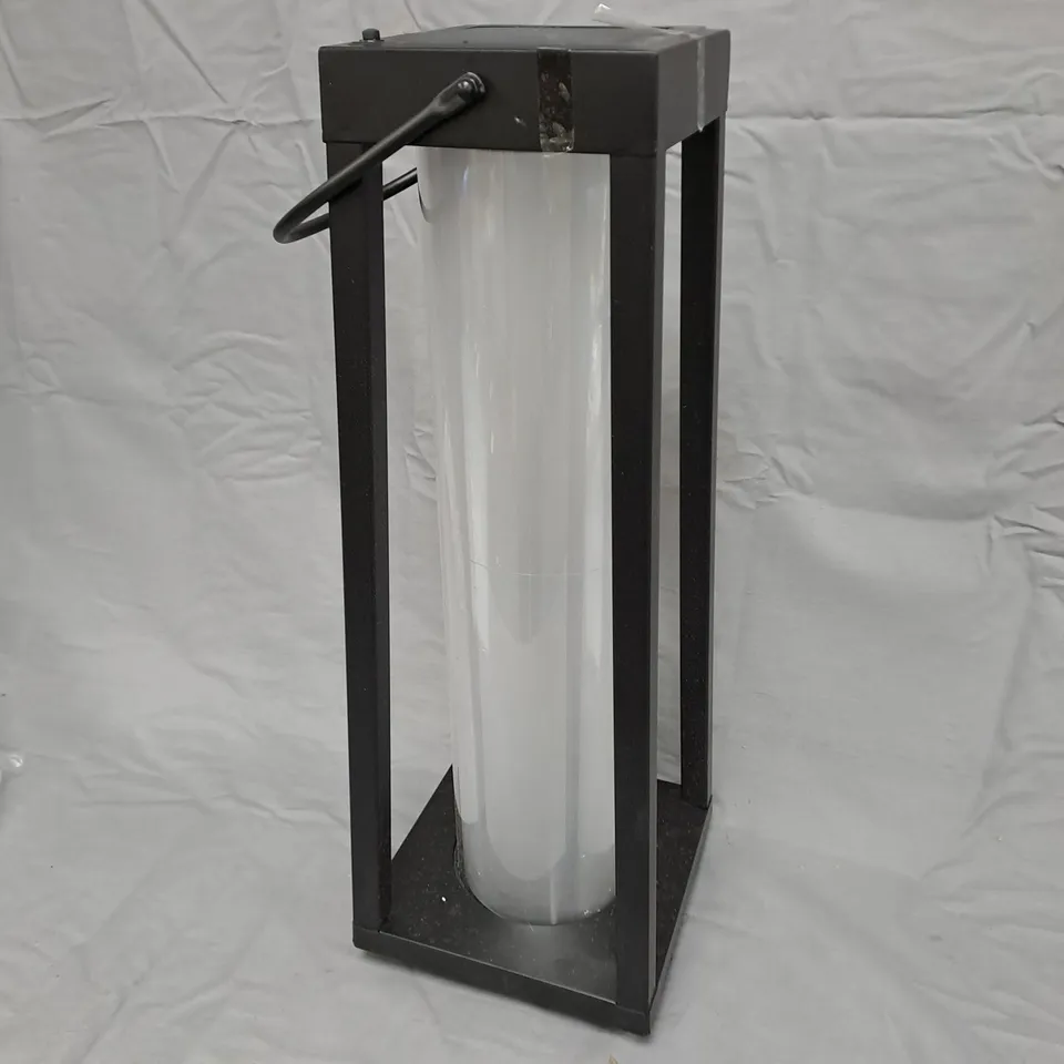 GARDEN REFLECTIONS WARM WHITE 3D EFFECT LED SOLAR LANTERN, BLACK METAL FRAME