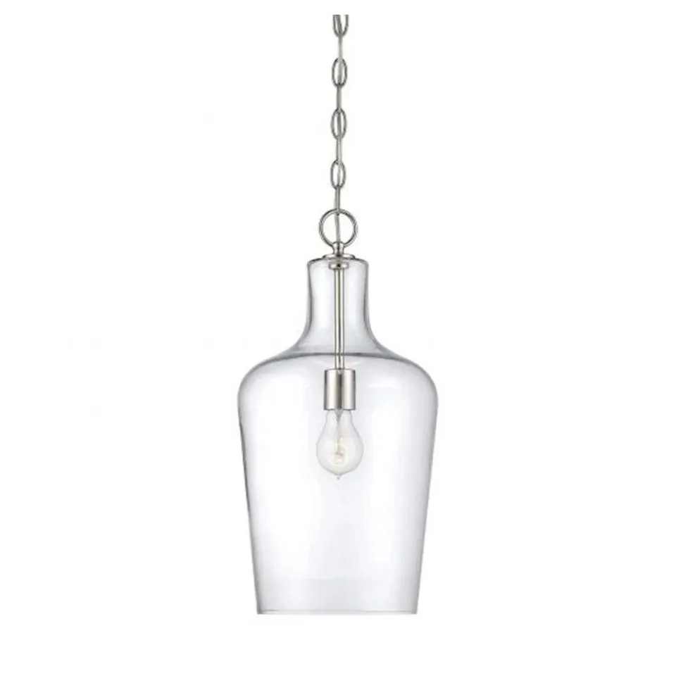 BOXED SAVOY HOUSE 1 LIGHT BOWL PENDANT, POLISHED NICKEL