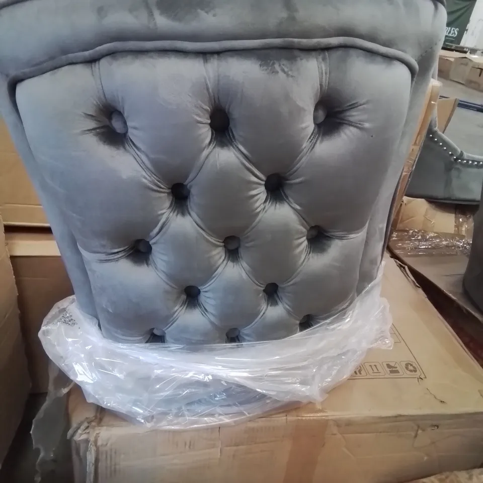 BOXED UPHOLSTERED DINING CHAIR GREY VELVET 