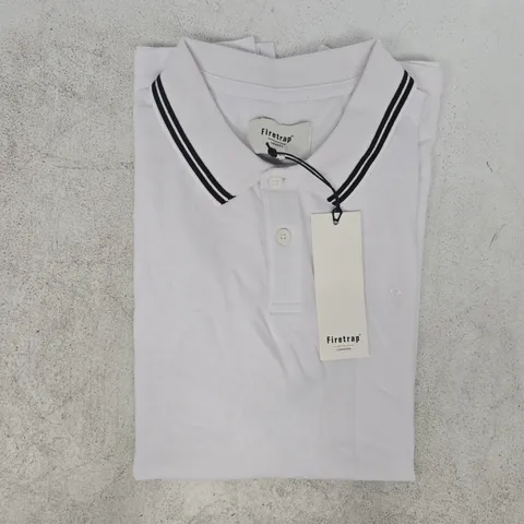 FIRETRAP LAZER POLO TOP IN WHITE SIZE LARGE