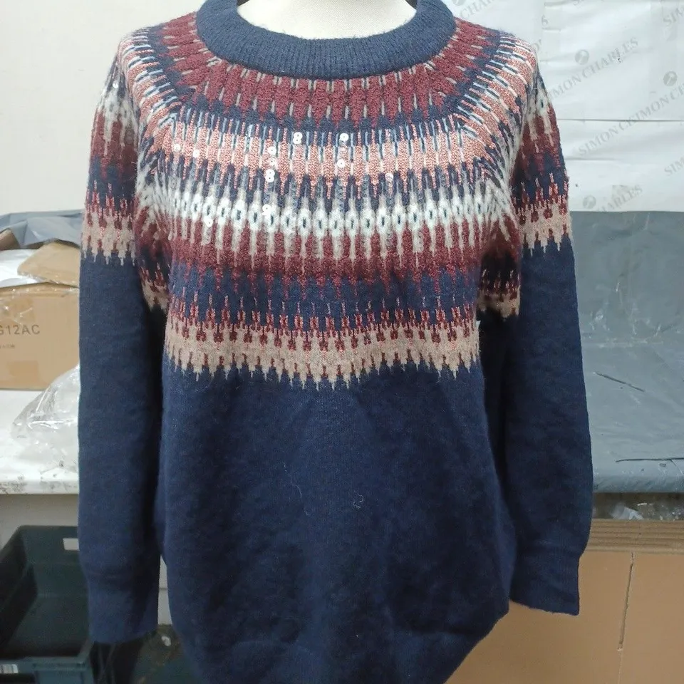 THE WHITE STUFF FRANKIE FAIR ISLE JUMPER DARK NAVY SIZE 20