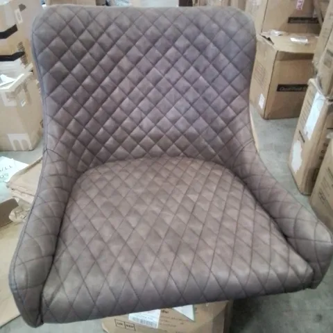 A BOXED PAIR OF BROWN FAUX LEATHER UPHOLSTERED SIDE/DINING CHAIRS