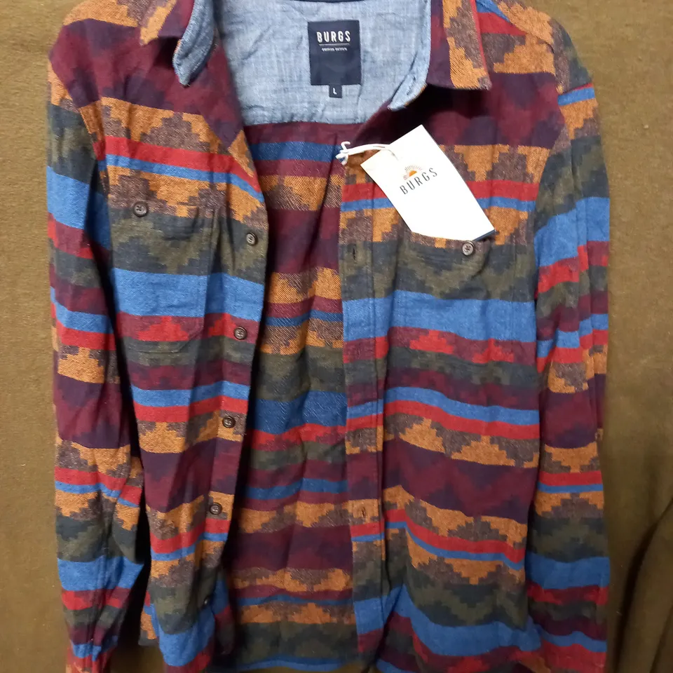 BURGS HIGHWAY MENS JACQUARD STRIPE SHIRT - L