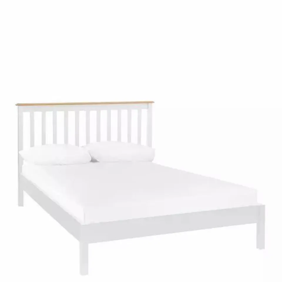 BOXED GRADE 1 DAWSON LFE KING BEDFRAME IN WHITE/OAK - 2 BOXES