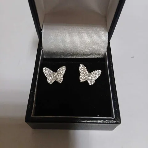 DIAMONIQUE 0.69CT TW PAVE BUTTERFLY STUD EARRINGS STERLING SILVER 