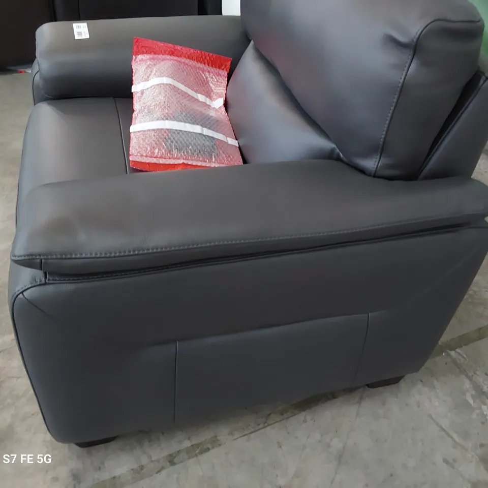 QUALITY ITALIAN DESIGNER GRADO POWER RECLINING EASY CHAIR CHARCOAL LEATHER 