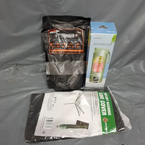 APPROXIMATELY 15 ASSORTED HOUSEHOLD ITEMS TO INCLUDE JUICING CUP, THE FLYING DUTCHMAN BAIT, ROTARY ASHING LINE, ETC - COLLECTION ONLY