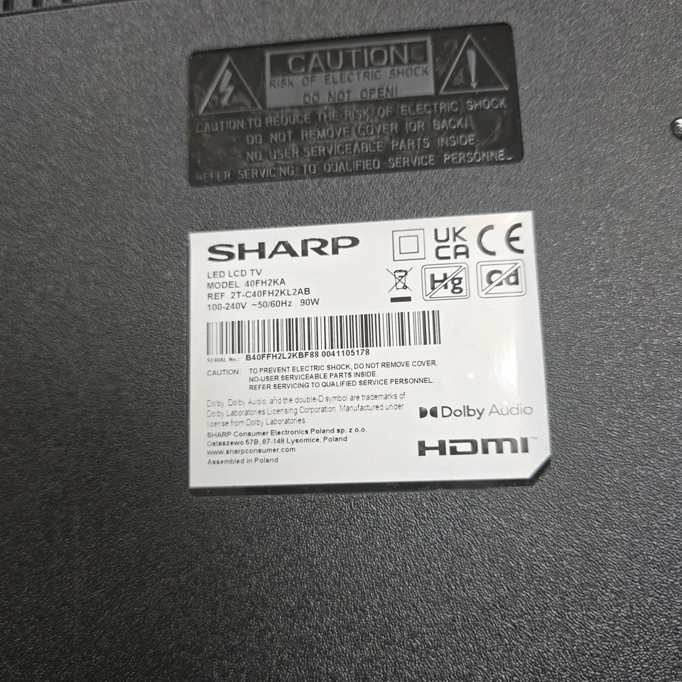 SHARP LED LCD TV 40" (MODEL 40FH2KA) 