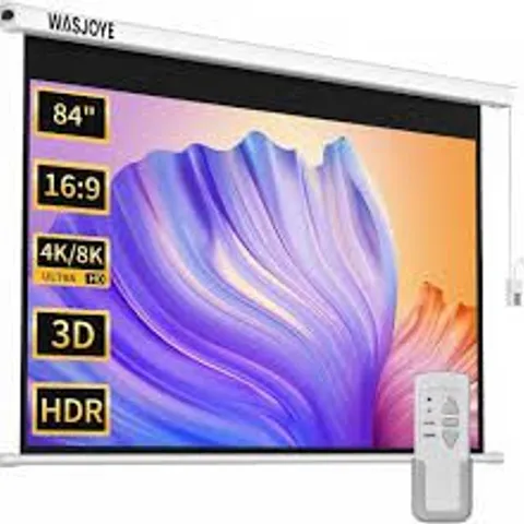WASJOYE 84" MOTORISED PRO WALL / CEILING MOUNTED PROJECTOR SCREEN