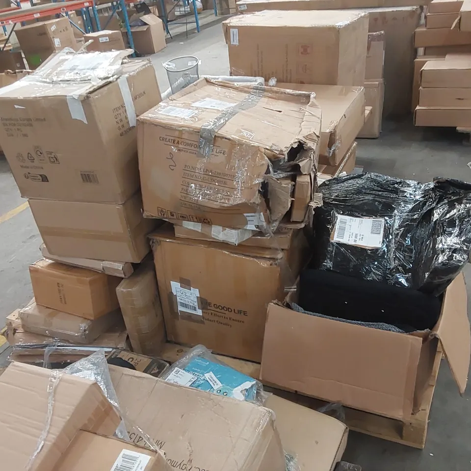 PALLET OF ASSORTED CONSUMER PRODUCTS/FURNITURE PARTS ECT