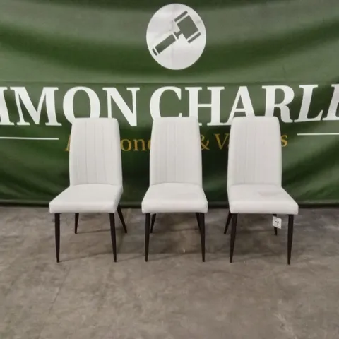 SET OF 3 DESIGNER FAUX LEATHER DINING CHAIRS