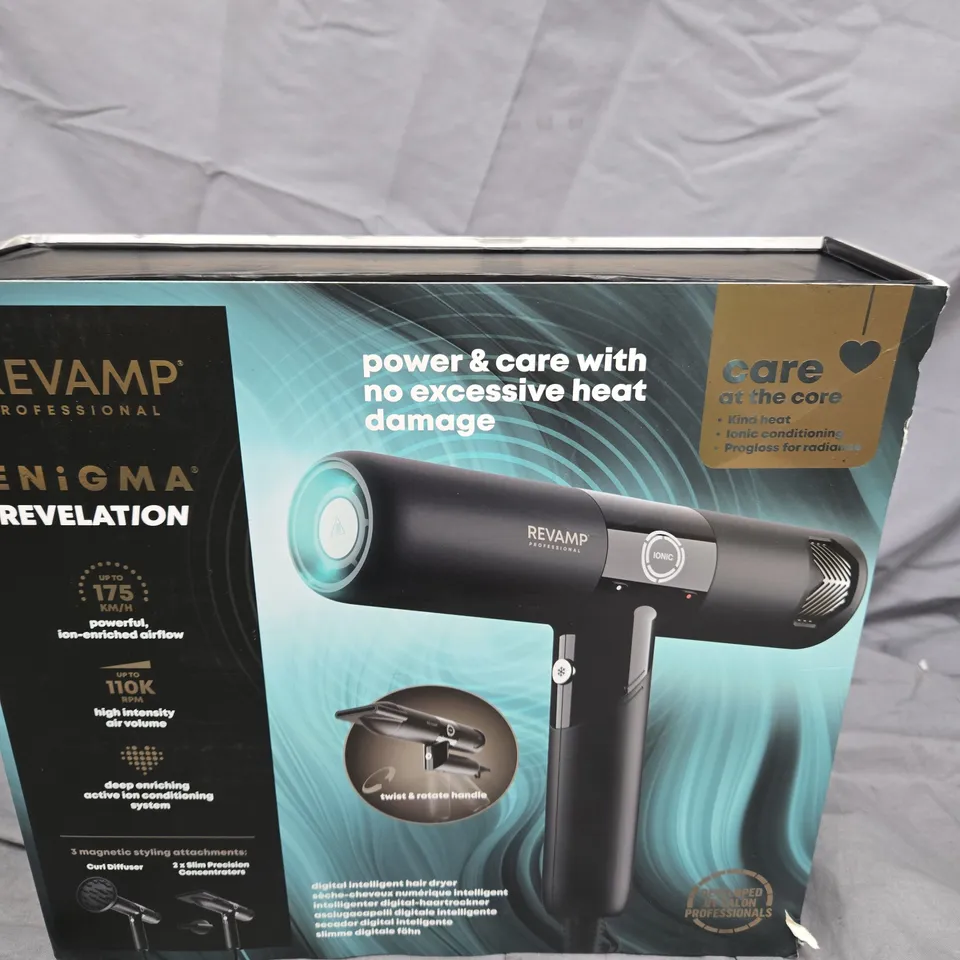 REVAMP PROFESSIONAL ENIGMA REVELATION HAIR DRYER – BOXED WITH 3 MAGNETIC ATTACHMENTS 