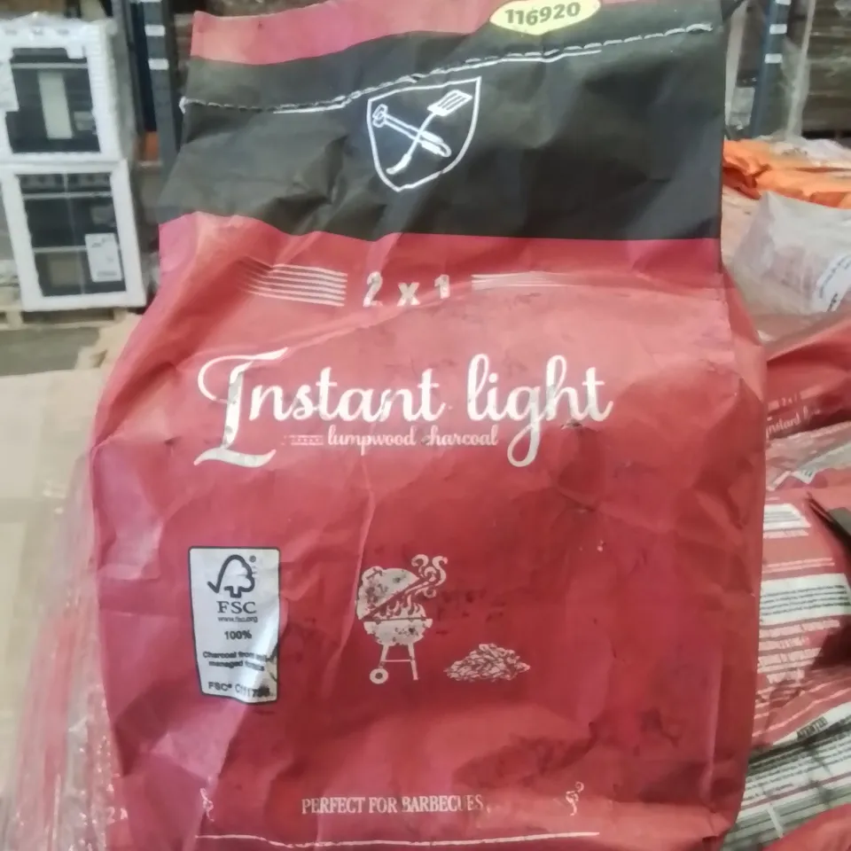 PALLET CONTAINING APPROXIMATELY 100 BRAND NEW 2 PACK INSTANT LIGHT CHARCOAL BAGS