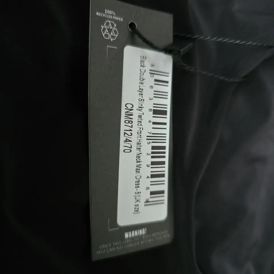 PRETTYLITTLETHING BLACK MAXI DRESS – DOUBLE LAYER, UK SIZE 8