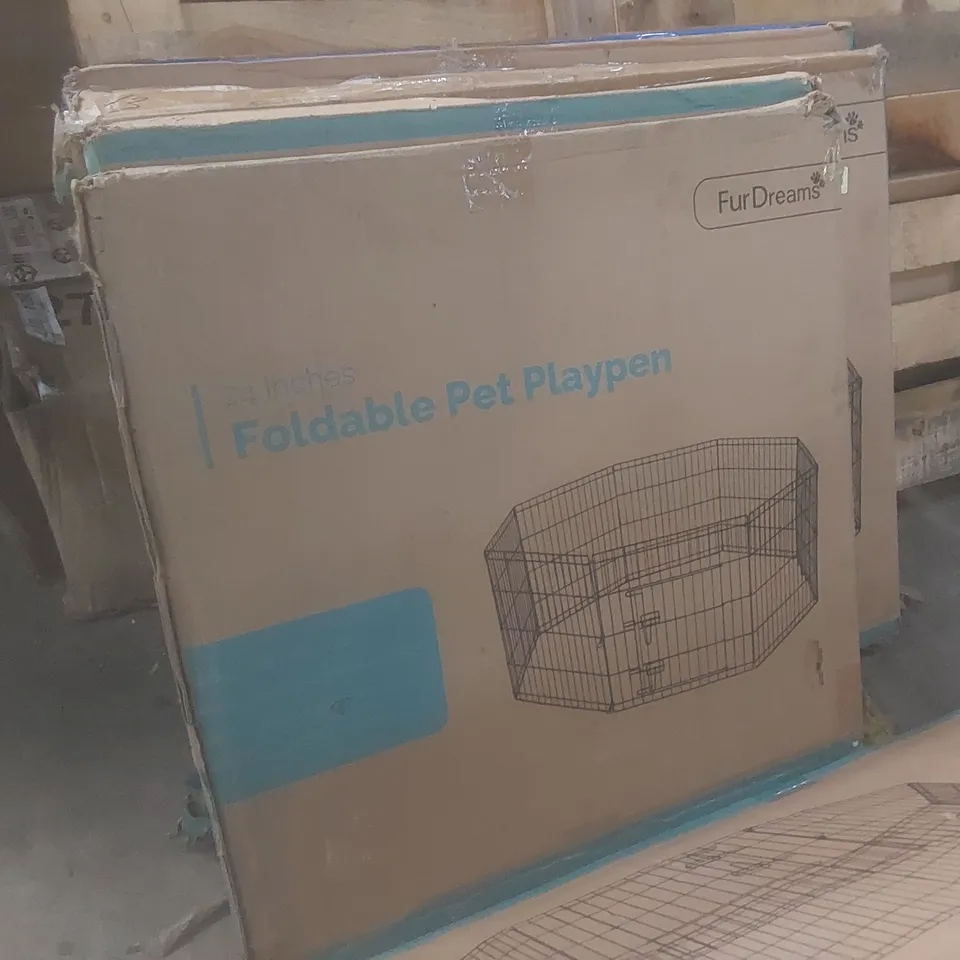 BOXED FUR DREAMS 24" FOLDABLE PET PLAYPEN 