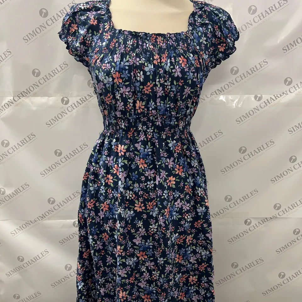 APRICOT MILKMAID DITSY MIDI DRESS IN NAVY SIZE S