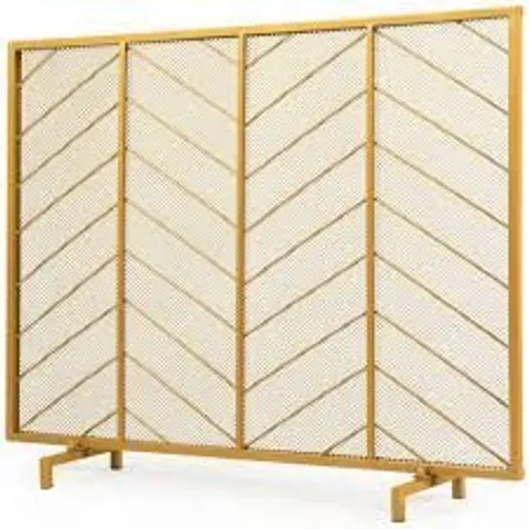 BOXED COSTWAY FREESTANDING FIREGUARD / FIRE SCREEN IN GOLD