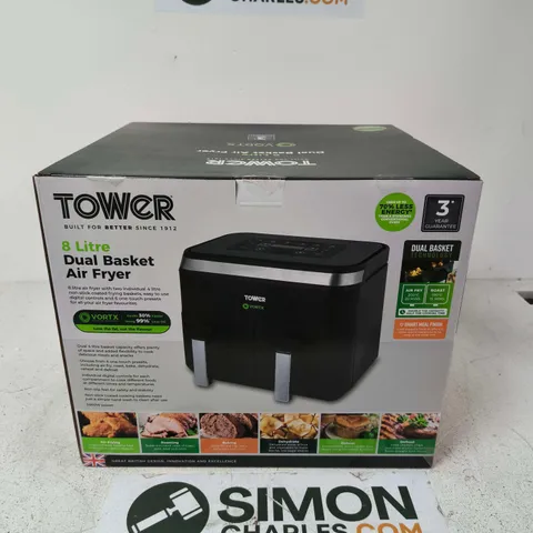 SEALED TOWER 8 LITRE DUAL BASKET AIR FRYER 