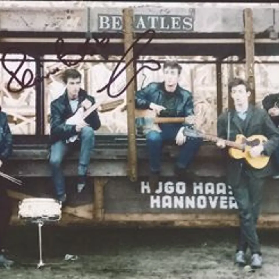 FOUR ASSORTED PRE RINGO STARR ERA 'THE BEATLES' PHOTOGRAPHS SIGNED BY PETE BEST