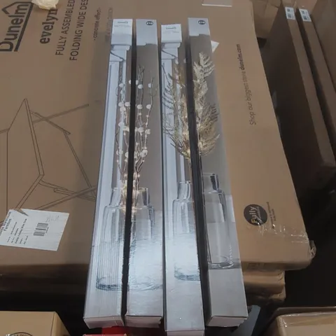 BOX CONTAINING 4x SMALL CHRISTMAS PRE-LIT ARTIFICIAL TWIG DECORATIONS