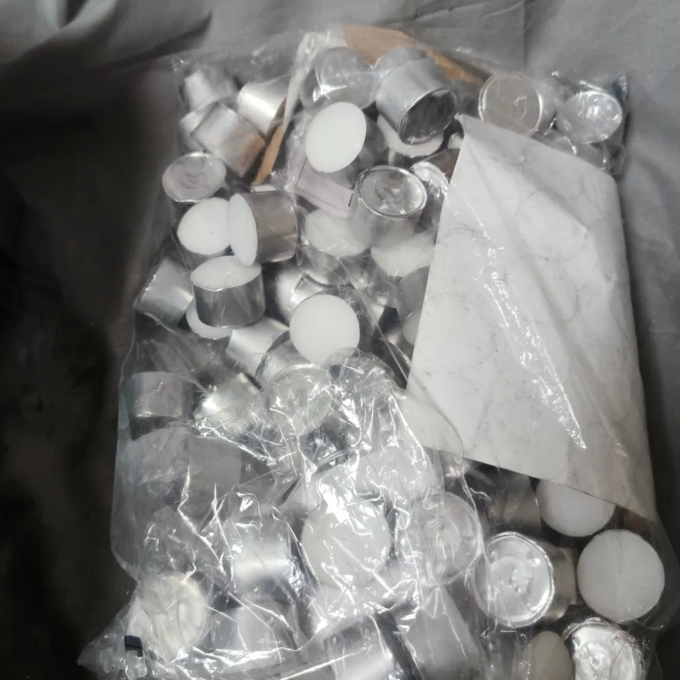 APPROXIMATELY 10 ASSORTED ITEMS INCLUDING TEA LIGHTS , LED CUP BULB AND VILLAGE MELTS