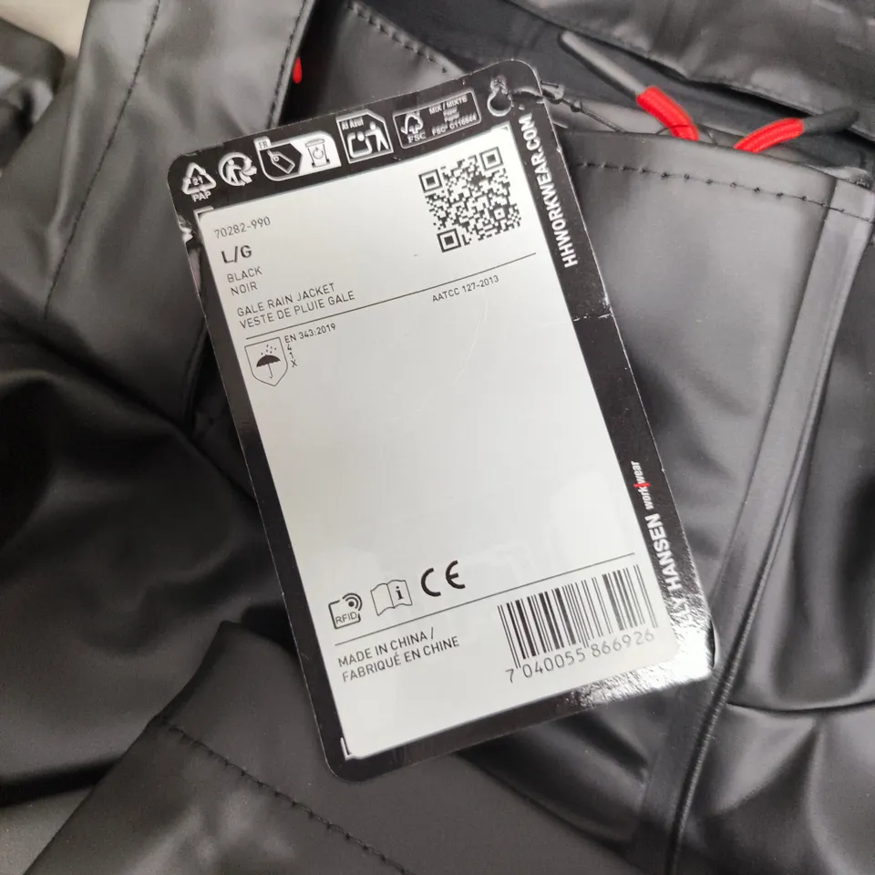HELLY HANSEN GALE RAIN JACKET - BLACK, UK LARGE (L/G) - WORKWEAR