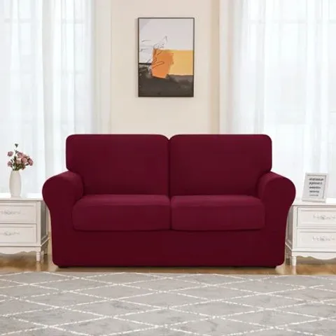 TWO SEATER STRETCH SOFA COVER RED