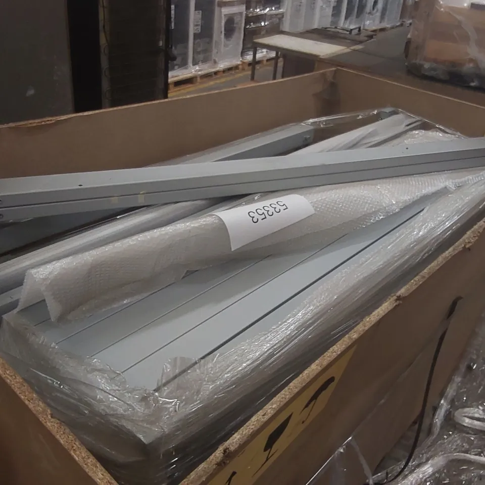 PALLET CONTAINING COMMERCIAL BOOKCASE UNIT PARTS