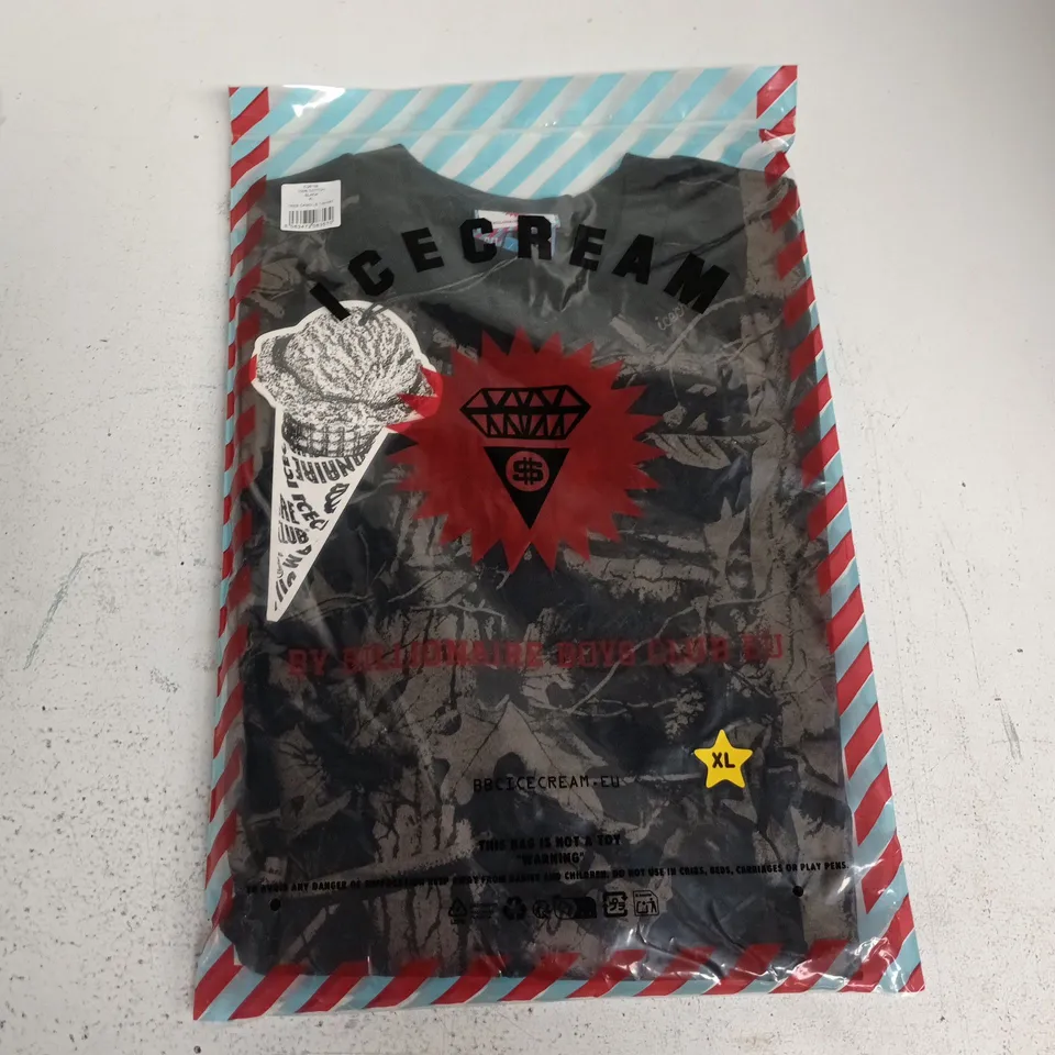 BAGGED BILLIONAIRE BOYS CLUB ICE CREAM TREE CAMO LS T-SHIRT IN BLACK - XL