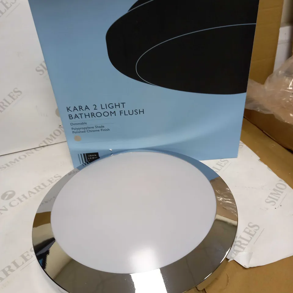 JOHN LEWIS KARA DIMMABLE POLISHED CHROME FINISH BATHROOM FLUSH LIGHT 